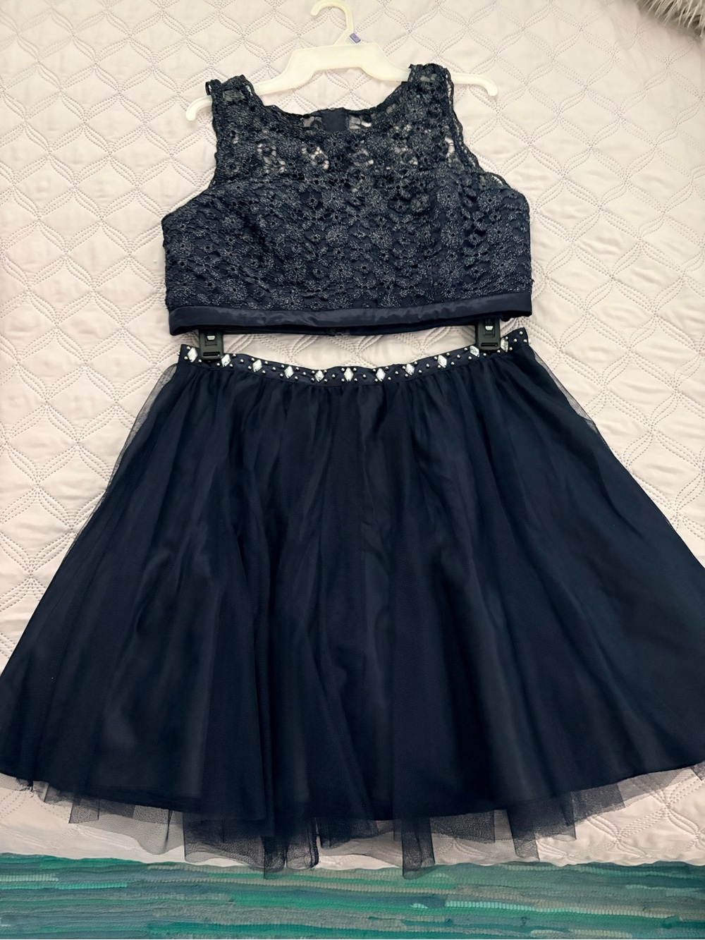 My Michelle Navy Blue Lace 2pc Dress